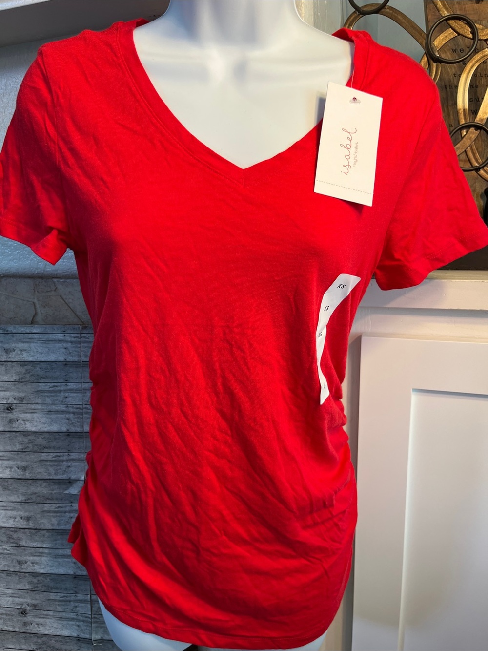 Isabel Maternity by Ingrid & Isabel Red V-Neck Short Sleeve Top